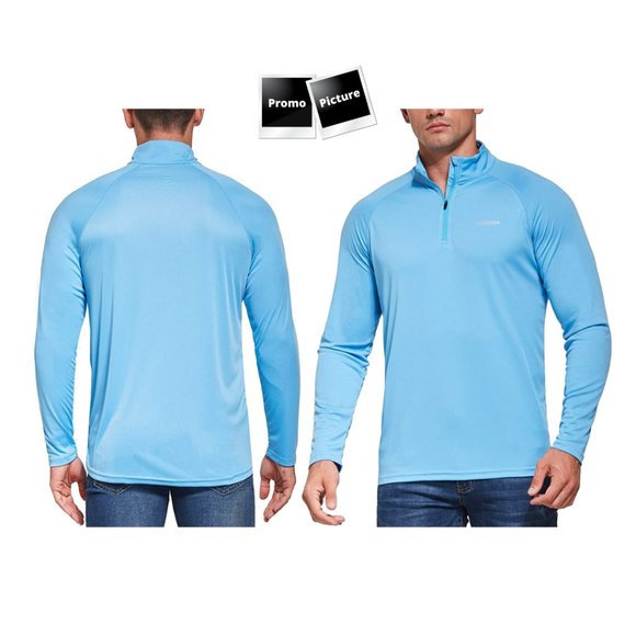 OGEENIER XL Blue 1/4 Zip Pullover Long Sleeve Sun Protection UPF 50+ Fishing - Picture 8 of 9